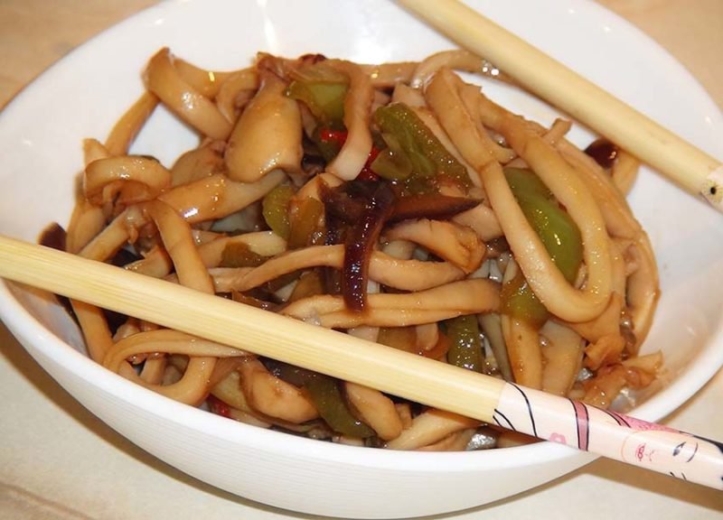 кальмар тушеный с овощами по китайски